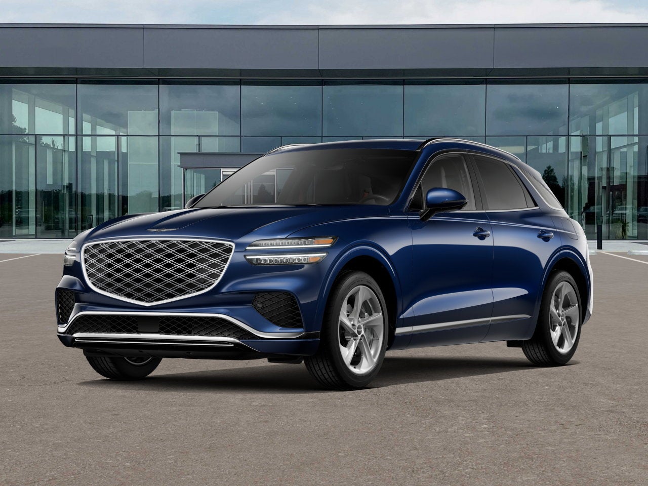 2026 Genesis GV70 2.5T ADVANCED in Capri Blue — front three-quarter view
