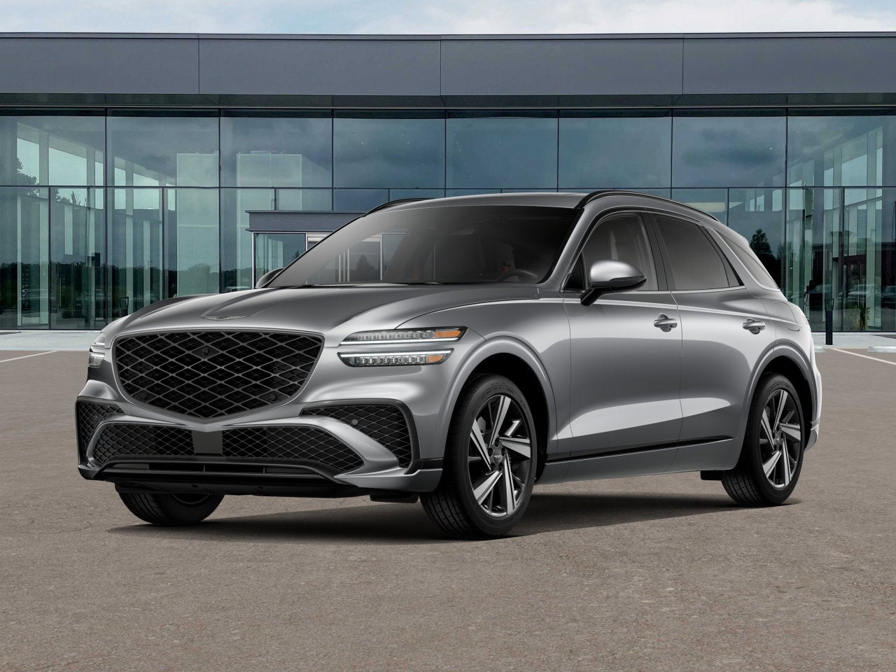2026 Genesis GV70 3.5T SPORT ADVANCED in Savile Silver — front three-quarter view
