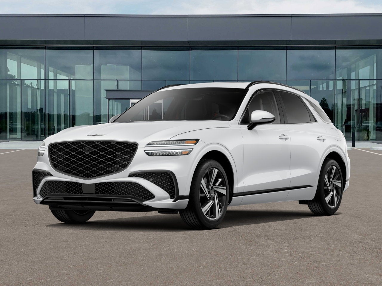 2026 Genesis GV70 3.5T SPORT ADVANCED in Alta White — front three-quarter view