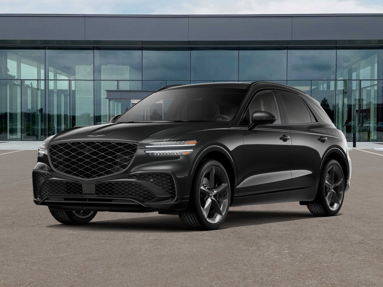 2026 Genesis GV70 3.5T SPORT PRESTIGE in Vik Black — front three-quarter view