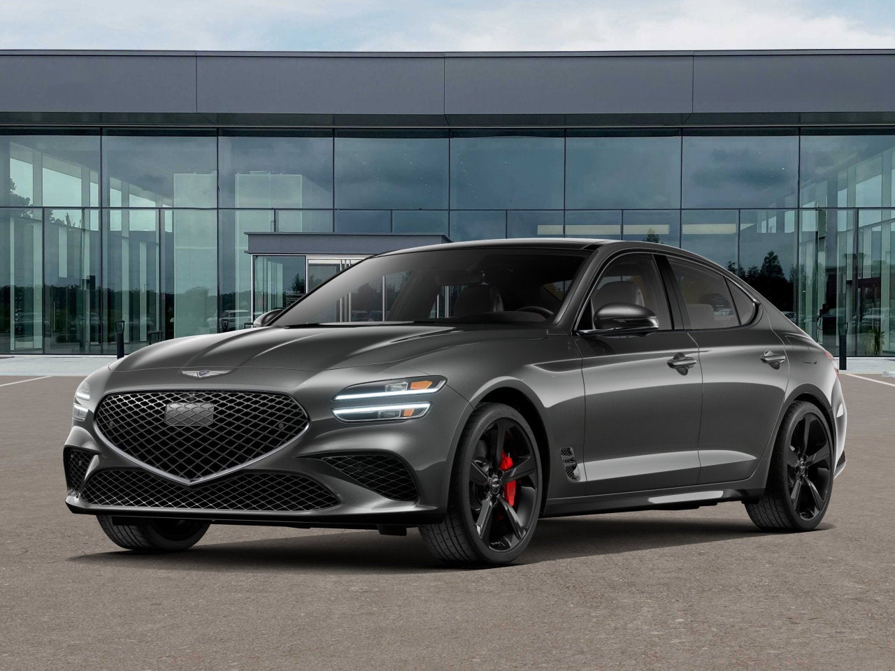 2026 Genesis G70 3.3T SPORT PRESTIGE in Makalu Gray — front three-quarter view