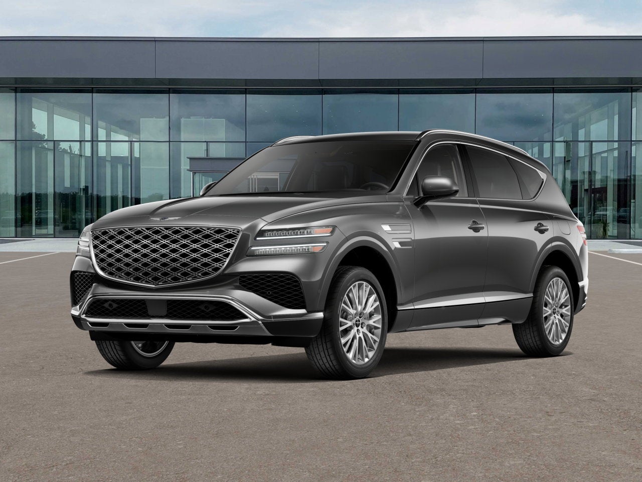 2026 Genesis GV80 2.5T in Makalu Gray — front three-quarter view