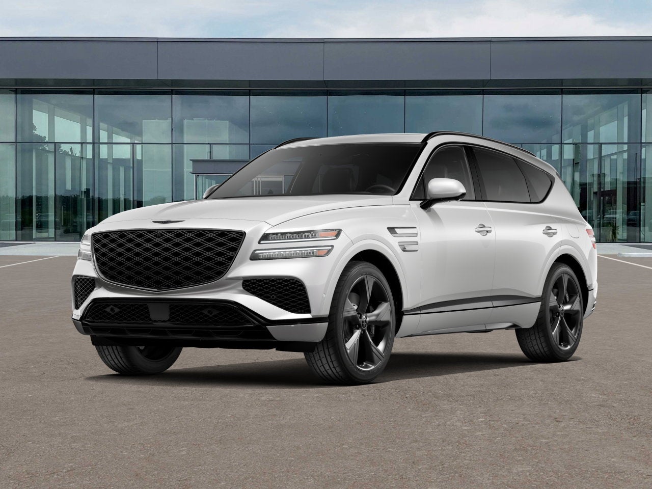 2026 Genesis GV80 3.5T Prestige Black in Uyuni White — front three-quarter view