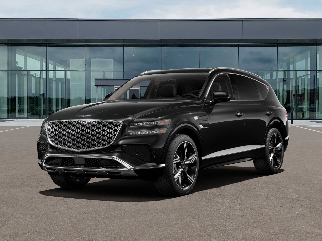 2025 Genesis GV80 3.5T PRESTIGE in Vik Black — front three-quarter view