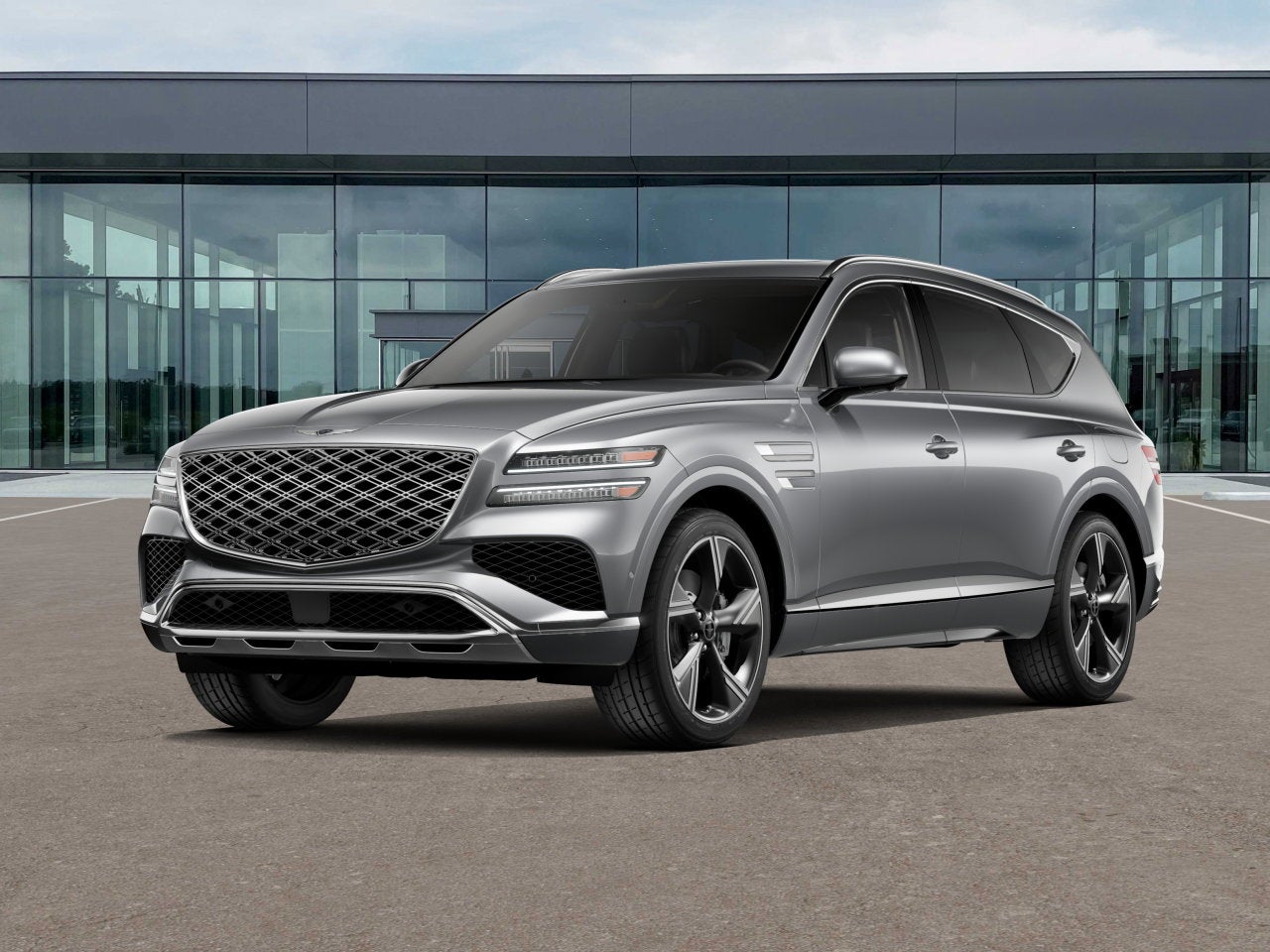 2026 Genesis GV80 3.5T PRESTIGE in Savile Silver — front three-quarter view