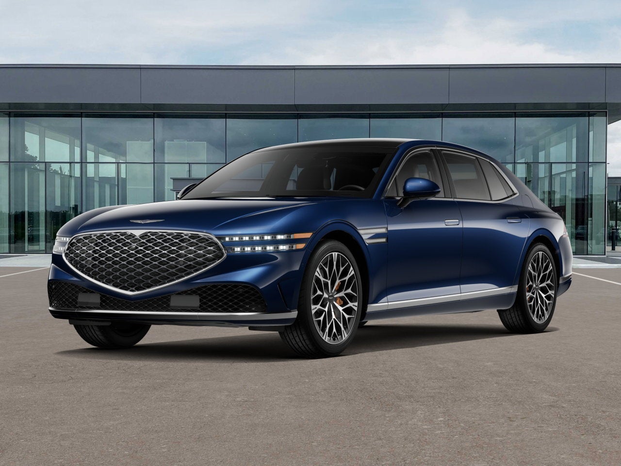 2026 Genesis G90 3.5T E-SC MHEV in Capri Blue — front three-quarter view