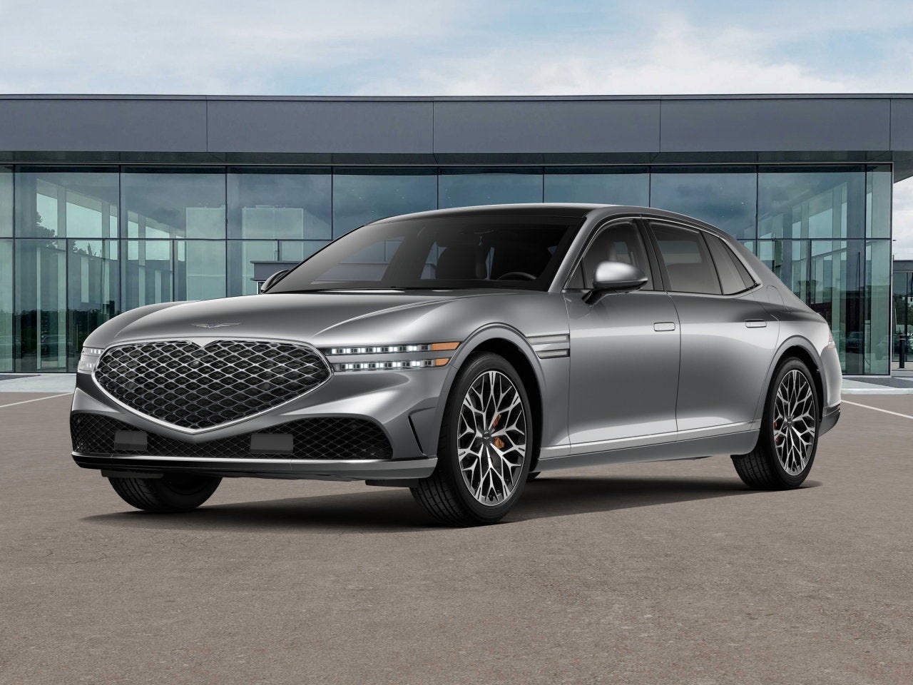 2026 Genesis G90 3.5T E-SC MHEV in Savile Silver — front three-quarter view