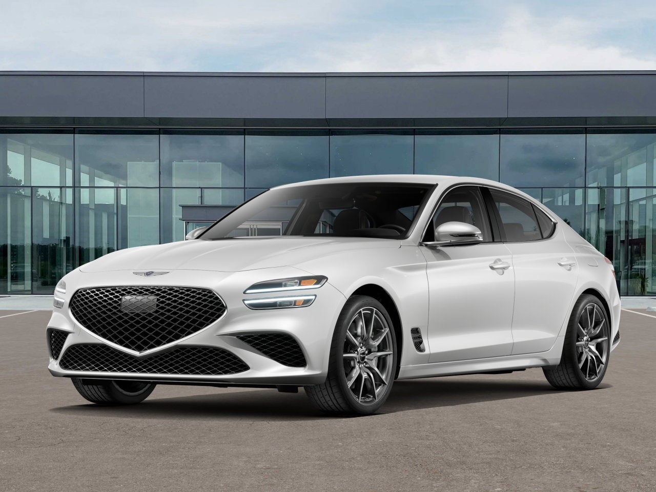 2026 Genesis G70 2.5T in Uyuni White — front three-quarter view