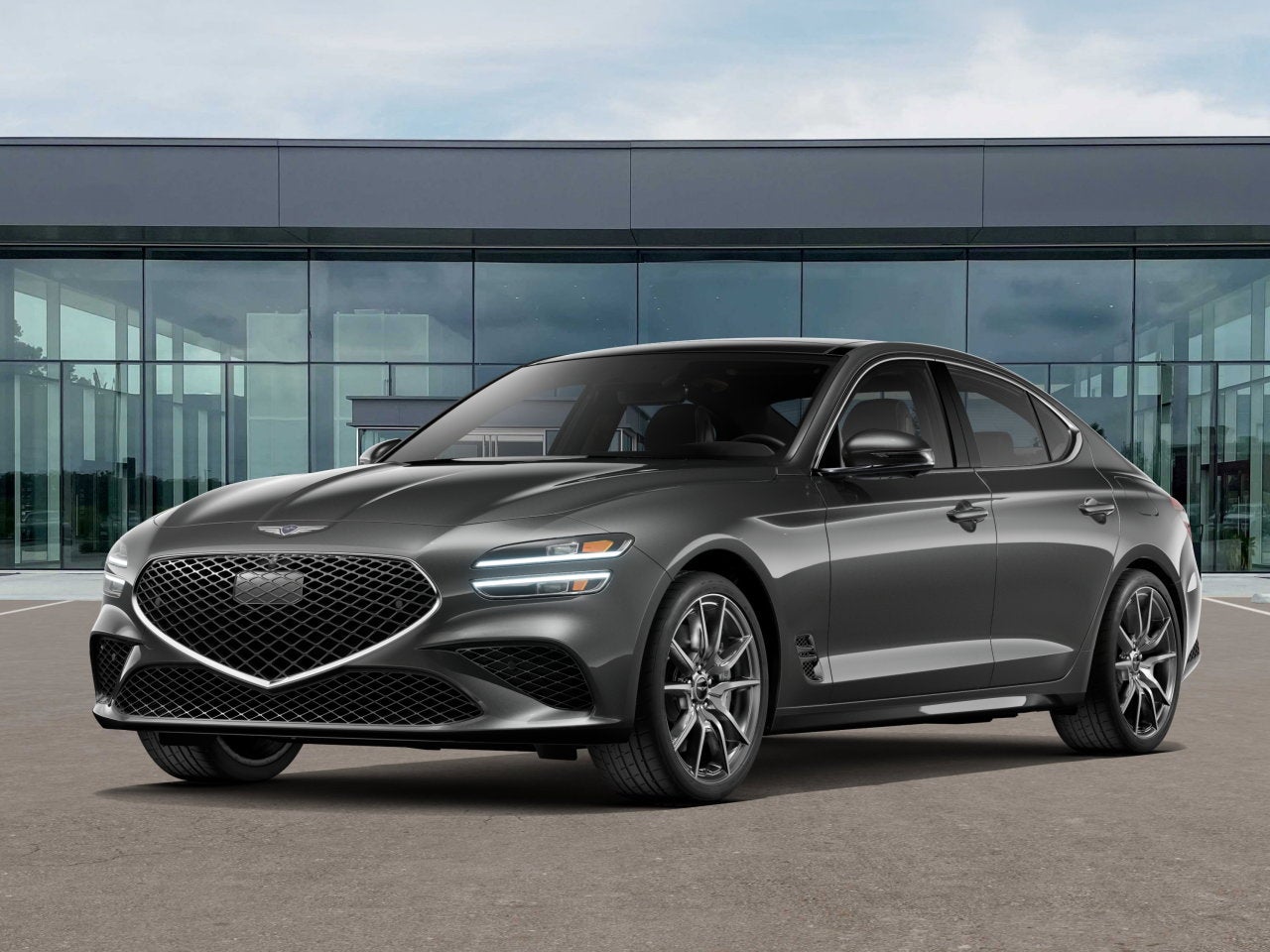 2026 Genesis G70 2.5T PRESTIGE in Makalu Gray — front three-quarter view