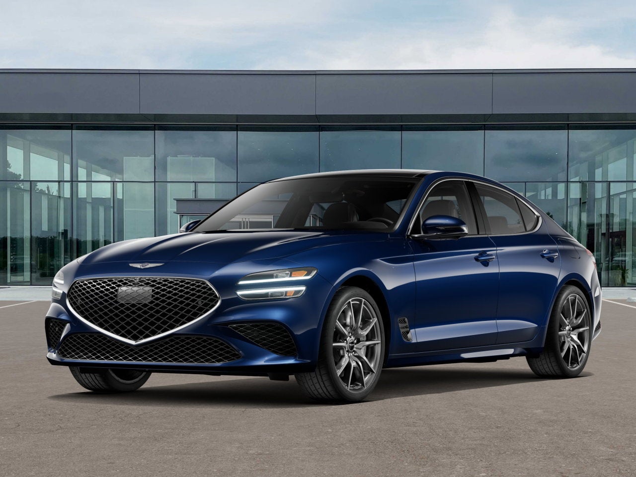 2026 Genesis G70 2.5T PRESTIGE in Capri Blue — front three-quarter view