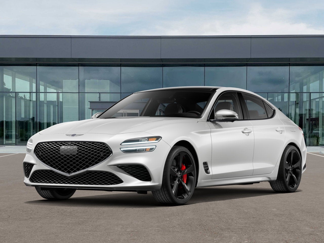 2026 Genesis G70 3.3T SPORT PRESTIGE in Uyuni White — front three-quarter view