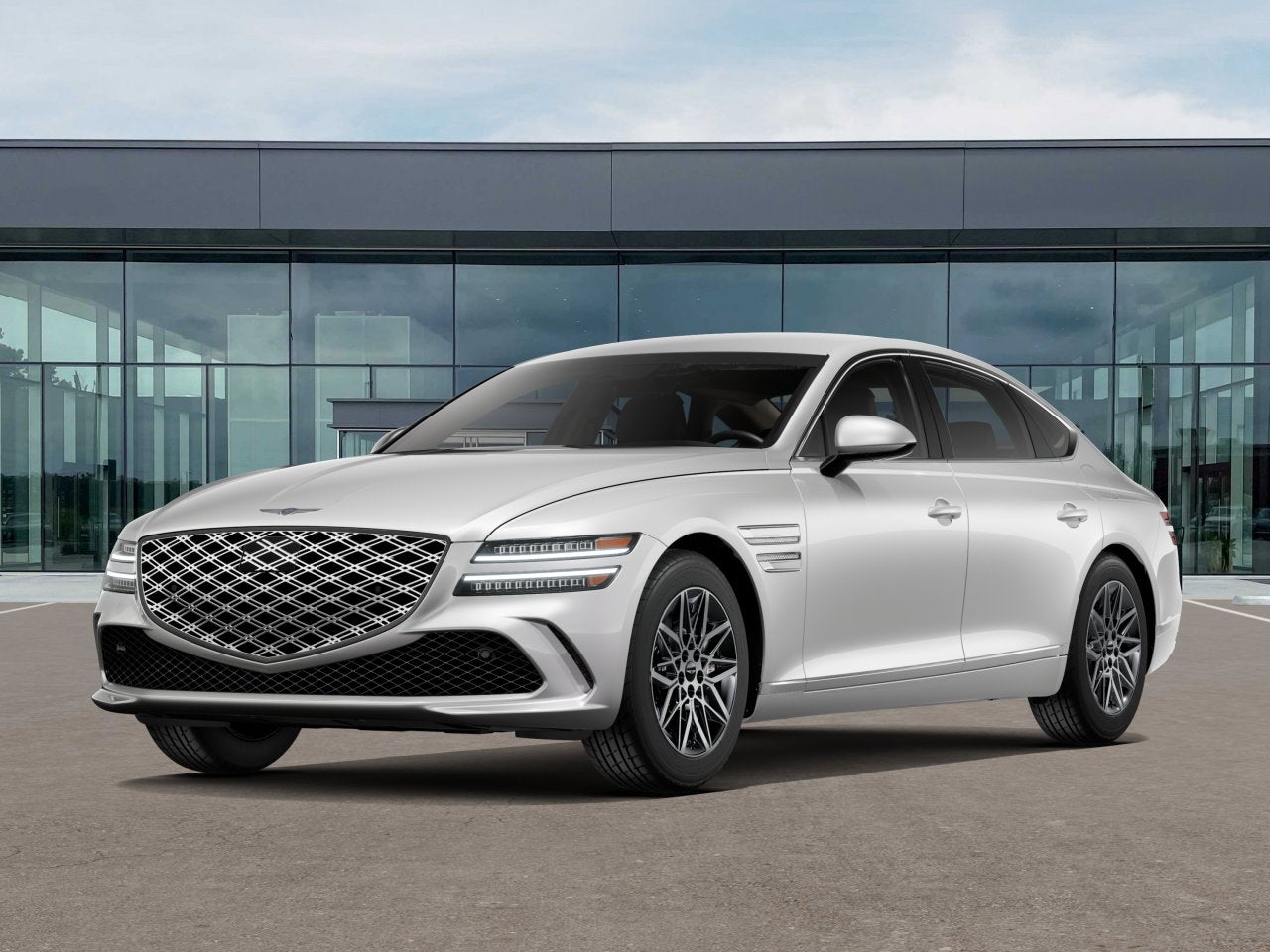 2027 Genesis G80 2.5T in Uyuni White — front three-quarter view
