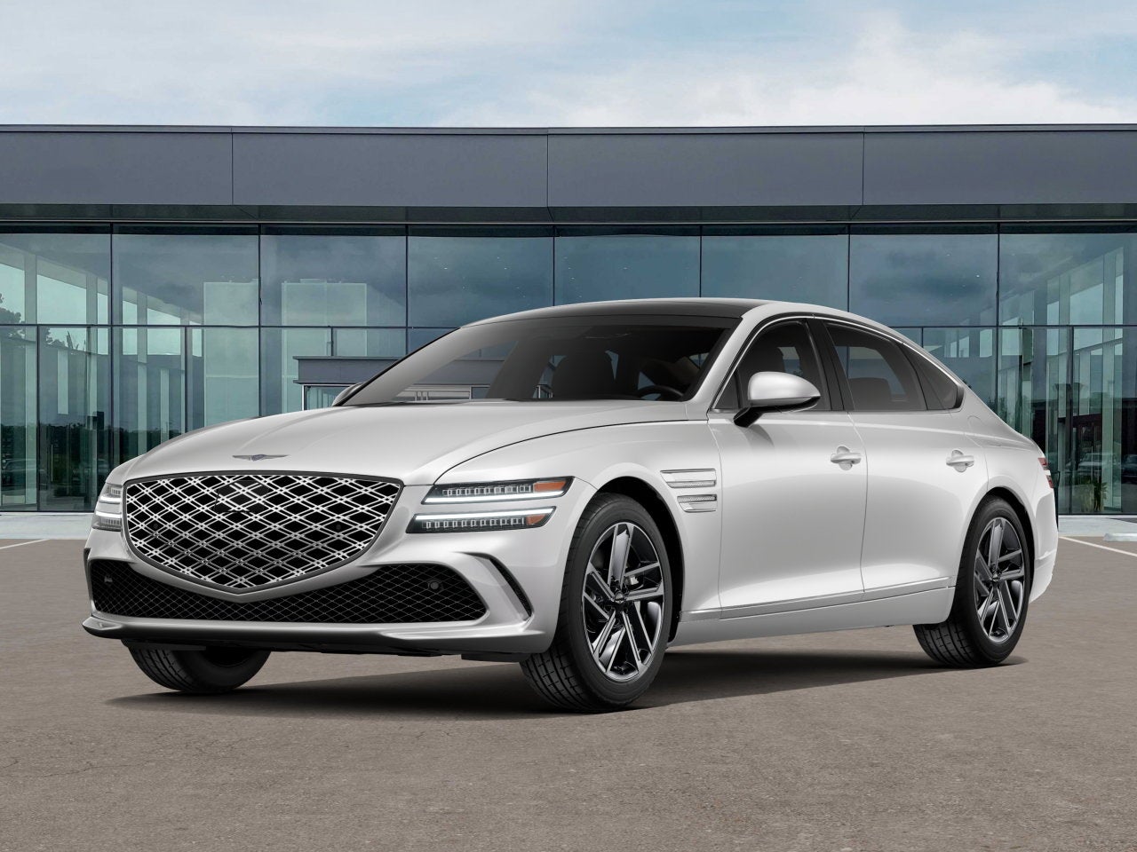 2027 Genesis G80 2.5T Advanced in Uyuni White — front three-quarter view