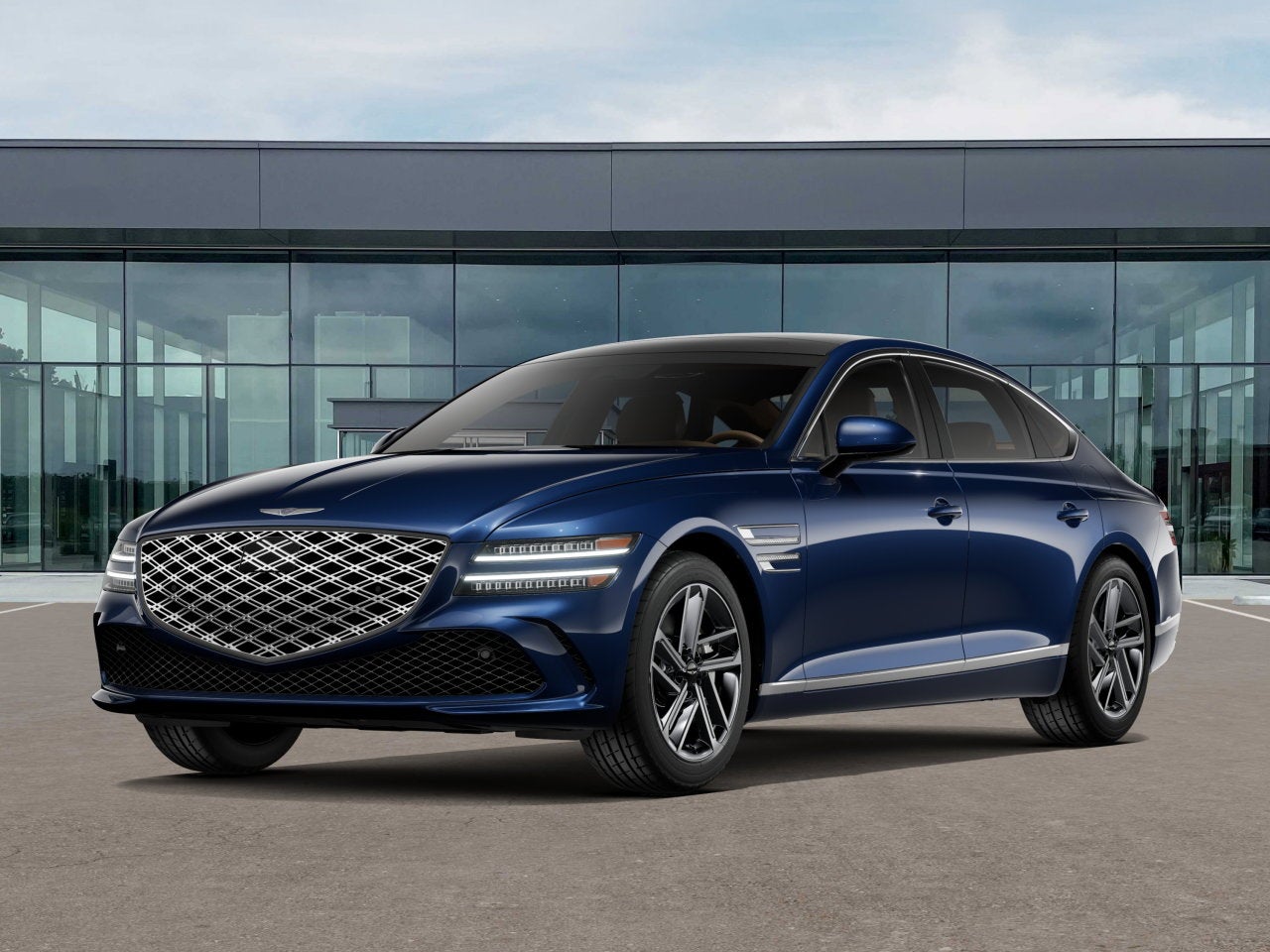 2027 Genesis G80 2.5T Advanced in Capri Blue — front three-quarter view