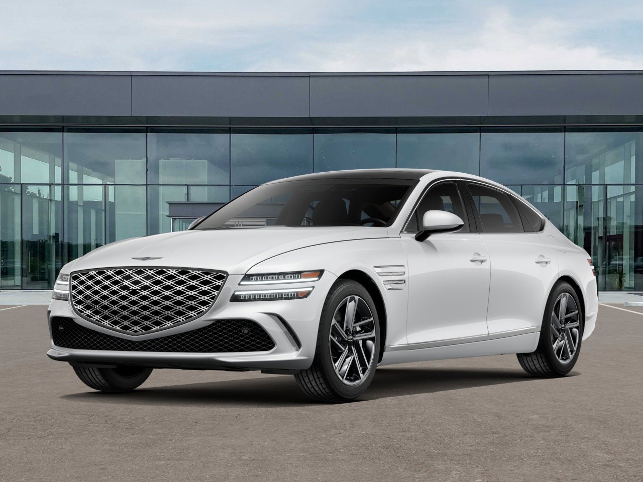 2027 Genesis G80 2.5T Advanced in Alta White — front three-quarter view