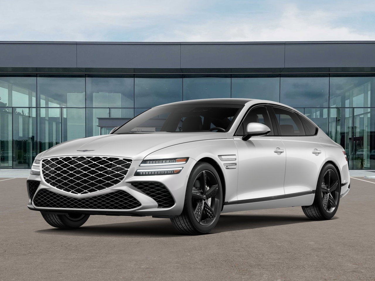 2027 Genesis G80 2.5T Sport Prestige in Uyuni White — front three-quarter view